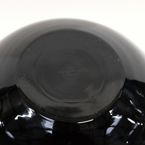 306 - 2 large Rosenthal glass globe vases, in black and white, both with makers marks, tallest 24cm