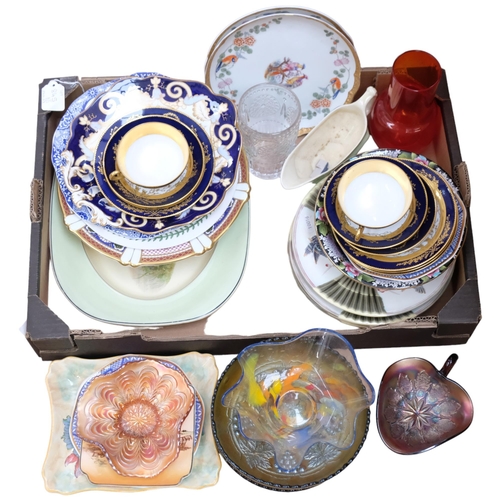 320 - A group of various ceramics and glassware, including carnival glass, etc