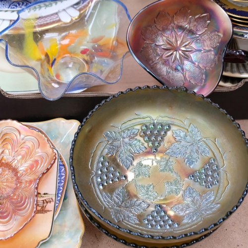 320 - A group of various ceramics and glassware, including carnival glass, etc