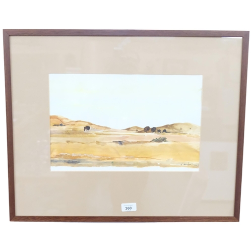 360 - Moudatos, watercolour, landscape Limnos Island, signed and dated '95, image 24cm x 37cm, 48cm x 59cm... 