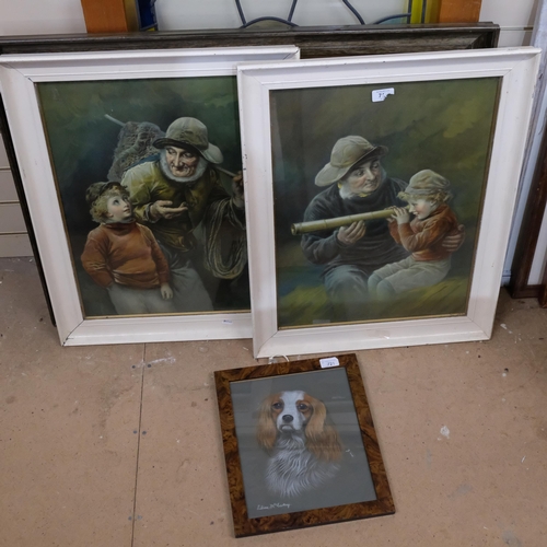 371 - A pair of Pear's prints, fishermen and boys, in white painted frames, 65cm x 50cm overall, pastels, ... 