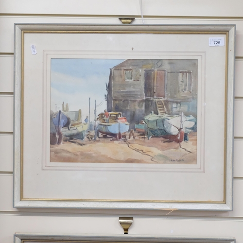 374 - Alan R Cook, pair of watercolours, boatyard scenes, framed, 46cm x 54cm overall