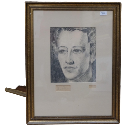 378 - Barbara Corley, portrait of Dame Flora Robson, 1959, charcoal on paper, signed by the artist and the... 