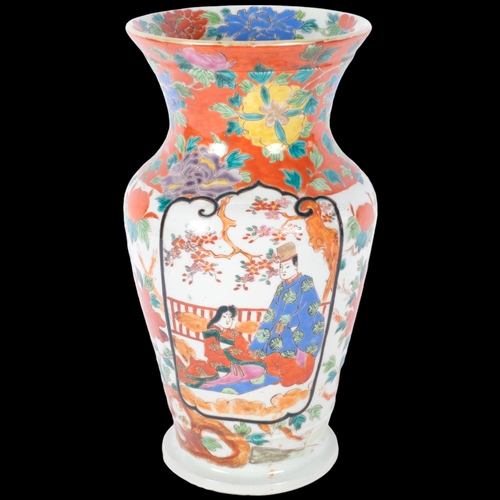 395 - A Chinese porcelain vase, with enamelled figure decorated panel and 6 character mark, H30cm