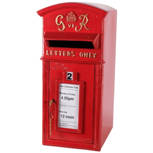 570 - A large cast-iron Royal Mail reproduction post box, H58cm, with key