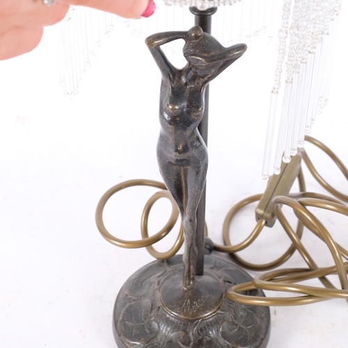 579 - After Auguste Moreau - a reproduction Art Nouveau style table lamp supported by a nude girl, H43cm