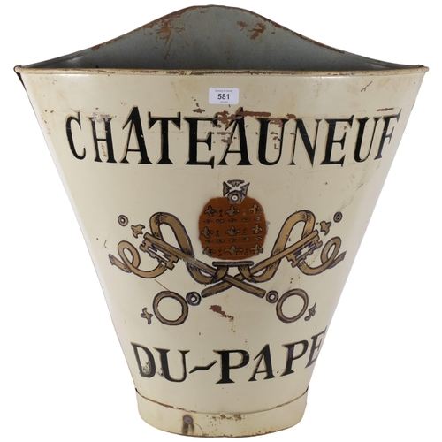 581 - A large reproduction grape hod, inscribed Chateauneuf Du Pape, H57cm