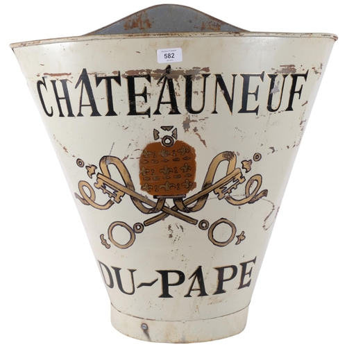 582 - A large reproduction grape hod, inscribed Chateauneuf Du Pape, H57cm