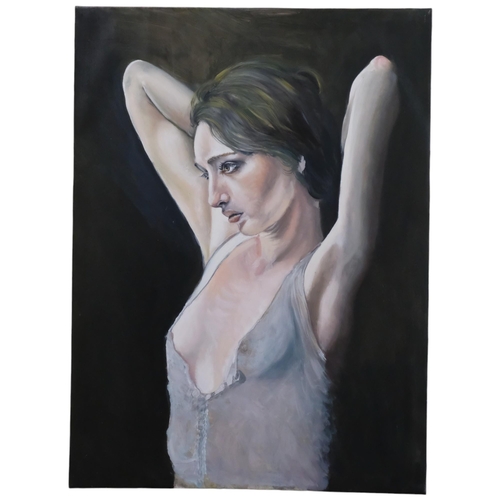 613 - Clive Fredriksson - oil on canvas - erotic study. 76x57cm, unframed, unsigned.