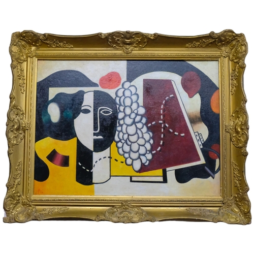 615 - A modern oil on board - abstract composition. 62x77cm, gilt framed.