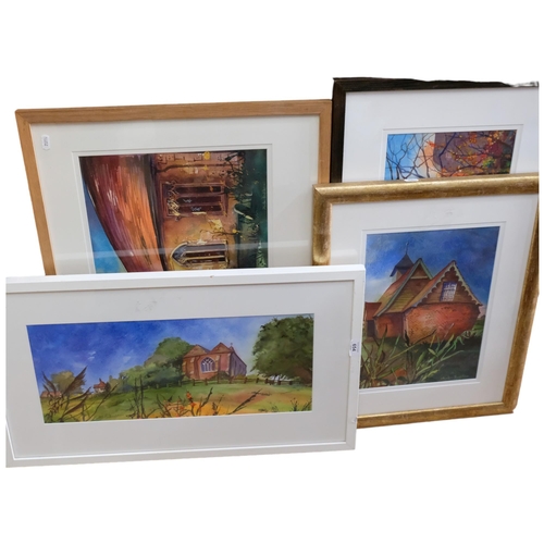 654 - Martin Bradshaw, 4 watercolours, building studies, all framed (4)