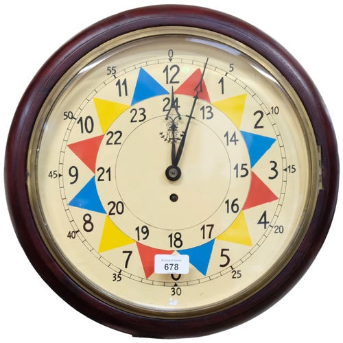 678 - A reproduction RAF dial wall clock, with single fusee movement, complete with key and pendulum, diam... 