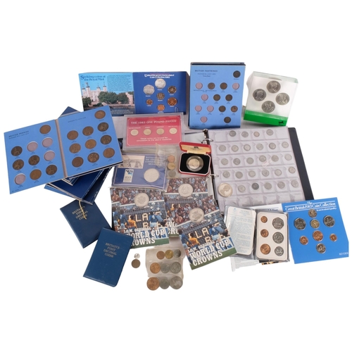 691 - A large quantity of British commemorative and proof coins, and a part album of English pre-decimal c... 