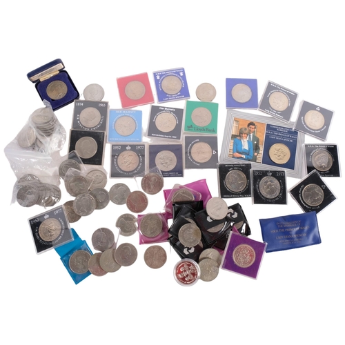 693 - A collection of commemorative crowns, Royal commemoratives, Churchill etc