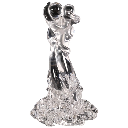 697 - Paul Critchley glass sculpture, The Lovers, signed under base, dated 2006, height 18cm