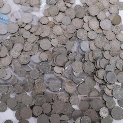 705 - A large quantity of British pre-decimal coins, shillings, sixpences, crowns, some later 5p and 10p p... 