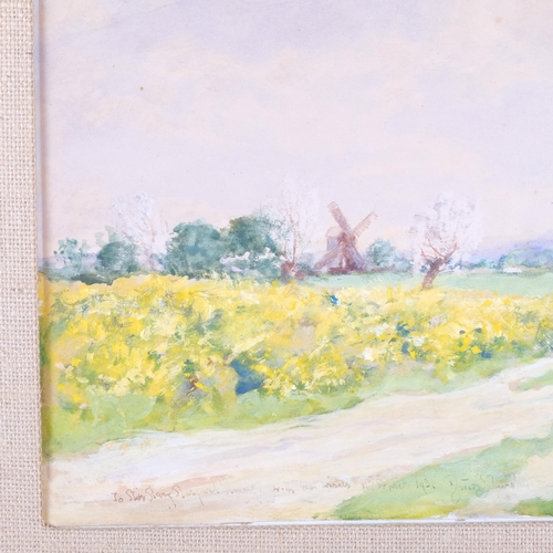 743 - David Murray RA, yellow fields, watercolour, signed, dated 1931, 25cm x 35cm, framed