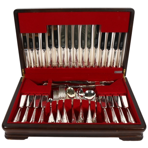 851 - GEORGE BUTLER & COMPANY - a canteen of silver plated cutlery for 8 people, including fish service an... 