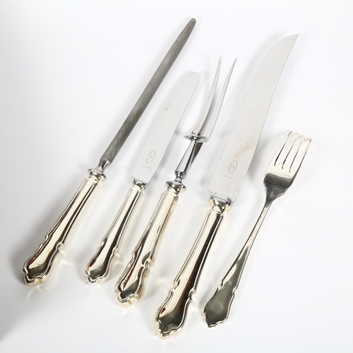 851 - GEORGE BUTLER & COMPANY - a canteen of silver plated cutlery for 8 people, including fish service an... 