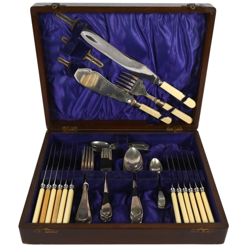 854 - A canteen of plated cutlery for 6 people, including carving set (46 pieces), cased