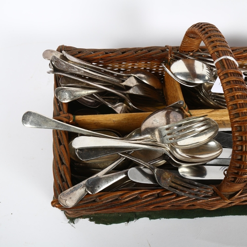 862 - A large quantity of mixed plated flatware, including Old English pattern