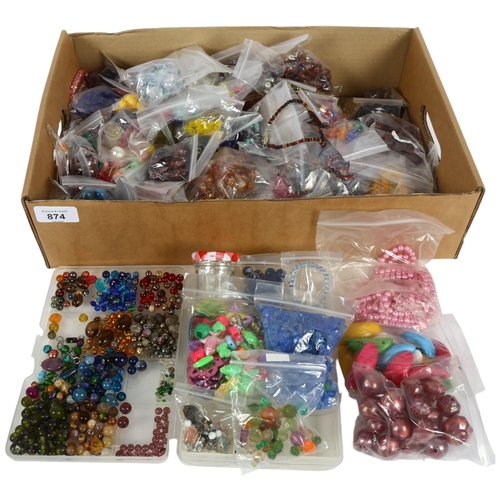 874 - Large quantity of various jewellery making beads, earrings etc