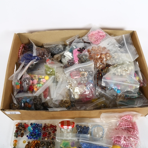 874 - Large quantity of various jewellery making beads, earrings etc