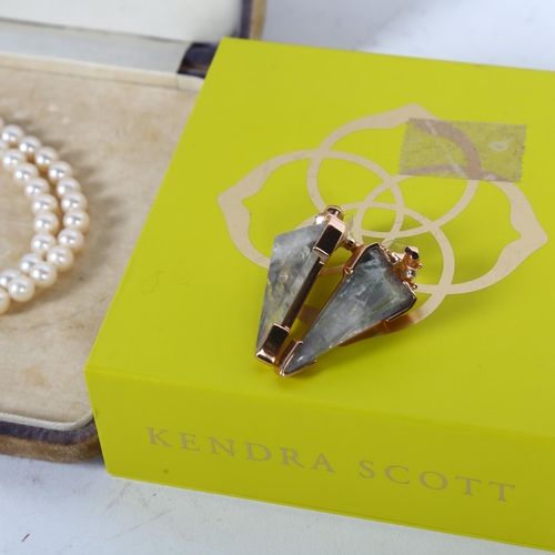 887 - A pair of Kendra Scott earrings, silver and mother-of-pearl necklace and bracelet, silver and amethy... 