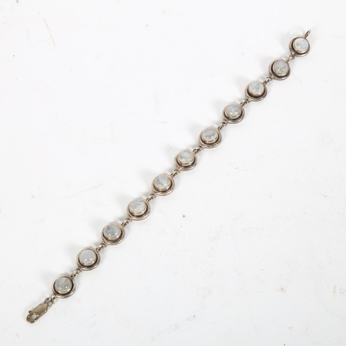 888 - A silver moonstone set panelled bracelet