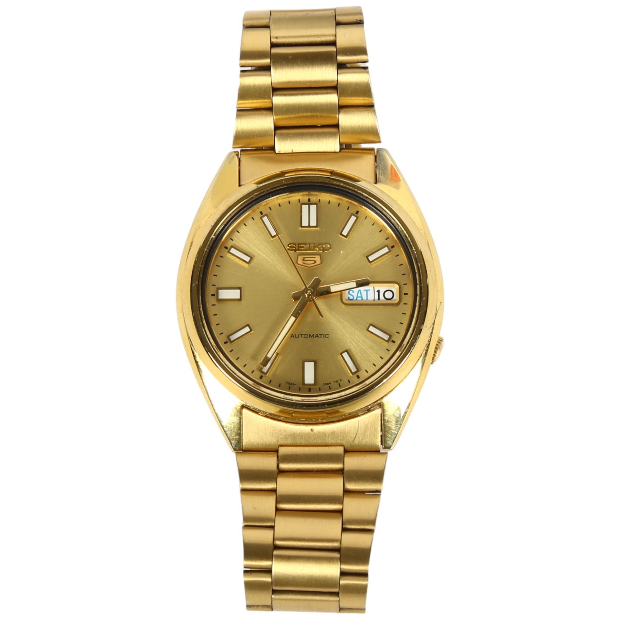 A gent's Seiko automatic gold plated wristwatch, with date dial, boxed ...