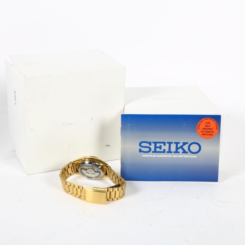 889 - A gent's Seiko automatic gold plated wristwatch, with date dial, boxed, currently in working order