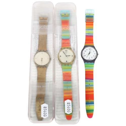 890 - 2 Swatch Skinstripes quartz wristwatches (1 box), and another (3)