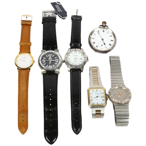 891 - Various watches, including a silver open-face pocket watch, Bulova quartz Benson etc