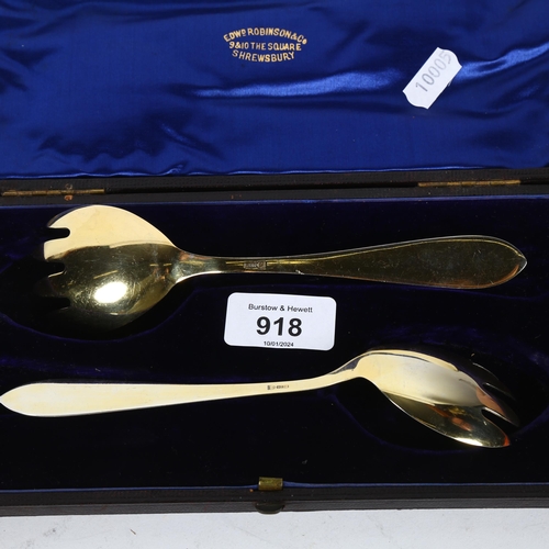 918 - N M THUNE - a pair of Norwegian silver-gilt and enamel serving forks