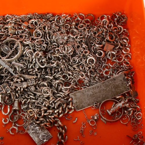 919 - A quantity of part silver chains, links, pendant mounts etc