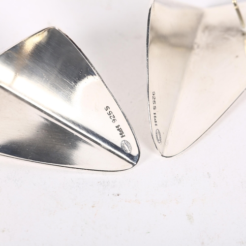 929 - GEORG JENSEN - a pair of Danish modernist sterling silver geometric corner earrings, designed by Han... 