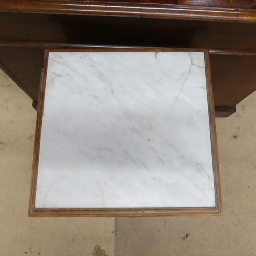 2296 - A French pine marble-top pot cupboard. 38x66x36cm.