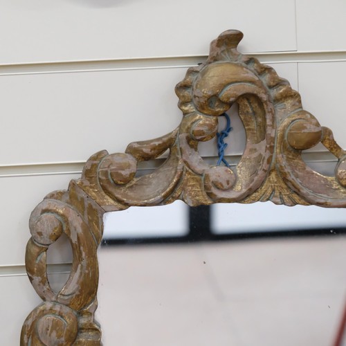 344 - Continental carved giltwood framed wall mirror, H63cm