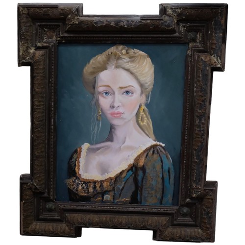 340 - Acrylics on panel, portrait of a young lady, in Antique frame, 47cm x 40cm