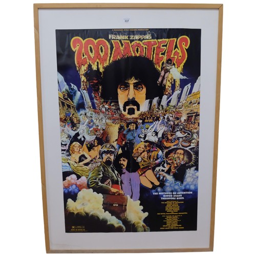 337 - A framed Frank Zappa 200 Motels poster, 103cm x 72cm