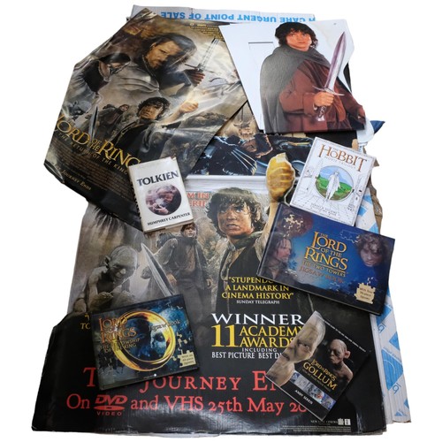 332 - Lord Of The Rings posters, cut-out figures, jigsaw books, Tolkien biography etc