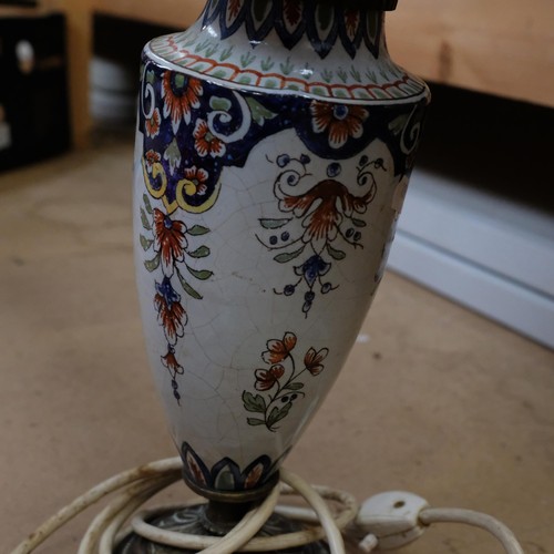 331 - A Copco kettle and casserole, a faience table lamp etc