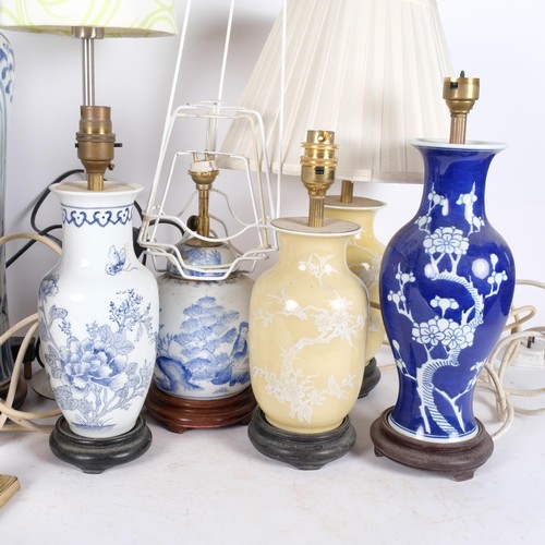 330 - Various table lamps and shades