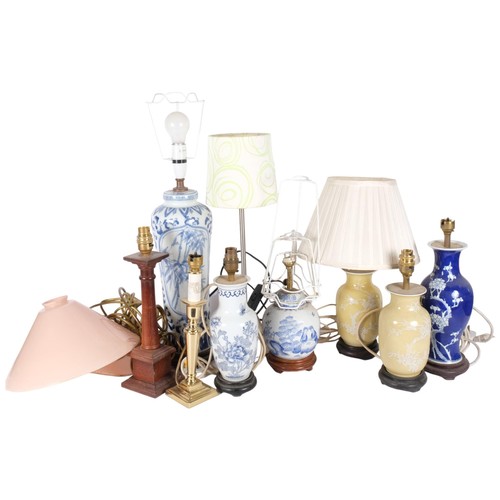 330 - Various table lamps and shades