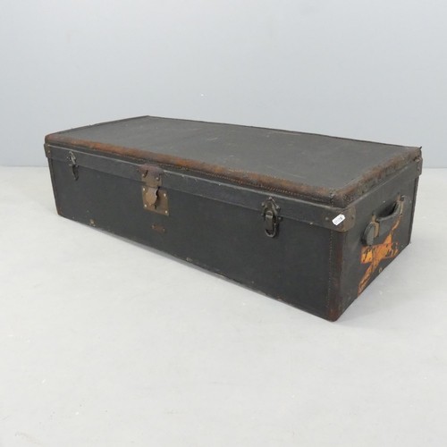 2699 - A French leather bound steamer trunk. 106x28x46cm.