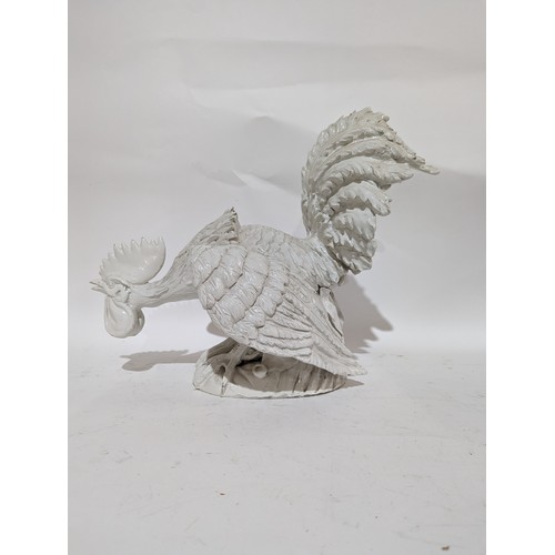 520 - A large Italian ceramic rooster, on associated wooden display stand, H48cm