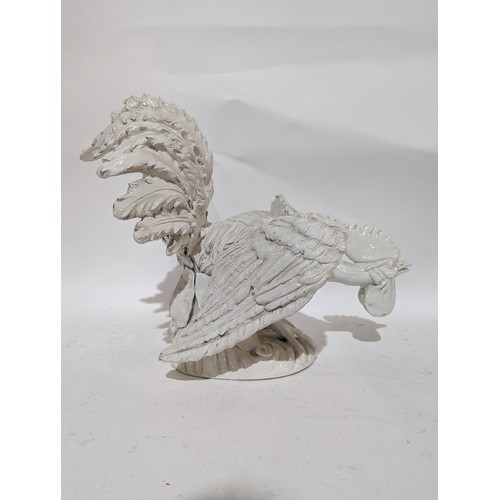 520 - A large Italian ceramic rooster, on associated wooden display stand, H48cm