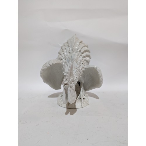 520 - A large Italian ceramic rooster, on associated wooden display stand, H48cm