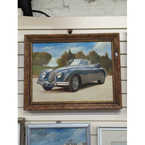 507 - N Page - oil on canvas - study of a Jaguar XK150. 56x71cm, framed. Signed and dated 91.