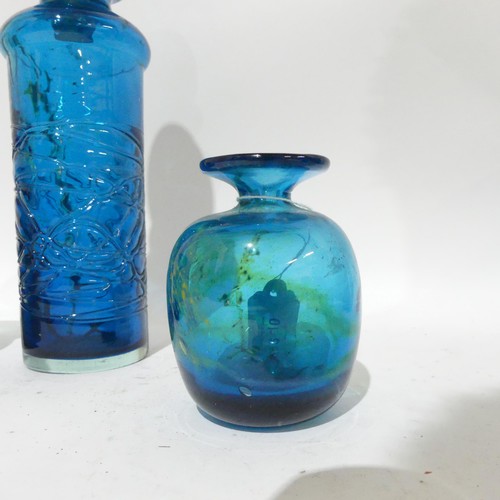 310 - A pair of Mdina glass carafes, and decanter with tracery decoration and stopper, H29cm